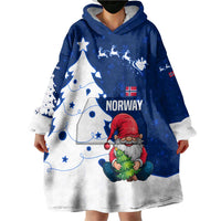 Norway Christmas Wearable Blanket Hoodie with Nordic Gnome Santa White Tree and Snowflake - Wonder Print Shop