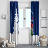 Norway Christmas Window Curtain with Nordic Gnome Santa White Tree and Snowflake - Wonder Print Shop