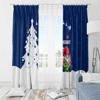 Norway Christmas Window Curtain with Nordic Gnome Santa White Tree and Snowflake - Wonder Print Shop