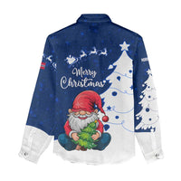 Norway Christmas Women Casual Shirt with Nordic Gnome Santa White Tree and Snowflake - Wonder Print Shop