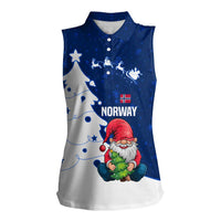 Norway Christmas Women Sleeveless Polo Shirt with Nordic Gnome Santa White Tree and Snowflake - Wonder Print Shop
