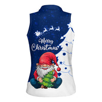 Norway Christmas Women Sleeveless Polo Shirt with Nordic Gnome Santa White Tree and Snowflake - Wonder Print Shop