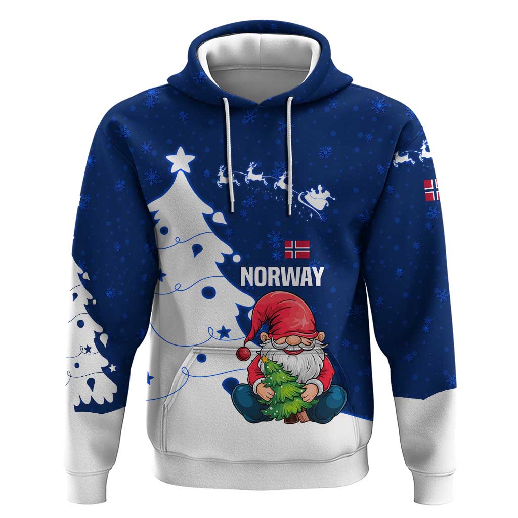 Norway Christmas Zip Hoodie with Nordic Gnome Santa White Tree and Snowflake - Wonder Print Shop