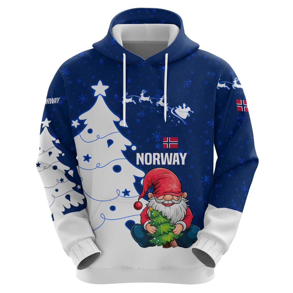 Norway Christmas Zip Hoodie with Nordic Gnome Santa White Tree and Snowflake - Wonder Print Shop