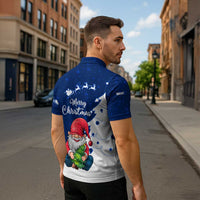 Norway Christmas Zipper Polo Shirt with Nordic Gnome Santa White Tree and Snowflake - Wonder Print Shop