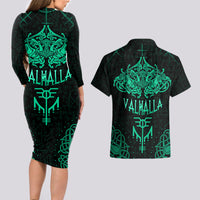 Viking Couples Matching Long Sleeve Bodycon Dress and Hawaiian Shirt Valhalla's Eternal Glory - Wonder Print Shop