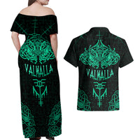 Viking Couples Matching Off Shoulder Maxi Dress and Hawaiian Shirt Valhalla's Eternal Glory - Wonder Print Shop