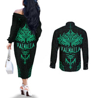 viking-couples-matching-off-the-shoulder-long-sleeve-dress-and-long-sleeve-button-shirts-valhallas-eternal-glory