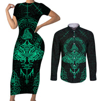 Viking Couples Matching Short Sleeve Bodycon Dress and Long Sleeve Button Shirts Valhalla's Eternal Glory - Wonder Print Shop