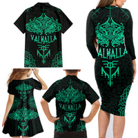Viking Family Matching Long Sleeve Bodycon Dress and Hawaiian Shirt Valhalla's Eternal Glory - Wonder Print Shop