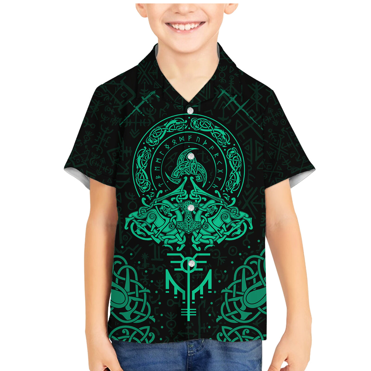 Viking Family Matching Mermaid Dress and Hawaiian Shirt Valhalla's Eternal Glory - Wonder Print Shop
