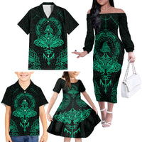 Viking Family Matching Off Shoulder Long Sleeve Dress and Hawaiian Shirt Valhalla's Eternal Glory - Wonder Print Shop