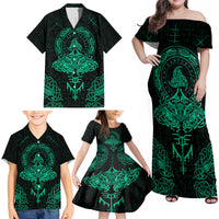 Viking Family Matching Off Shoulder Maxi Dress and Hawaiian Shirt Valhalla's Eternal Glory - Wonder Print Shop