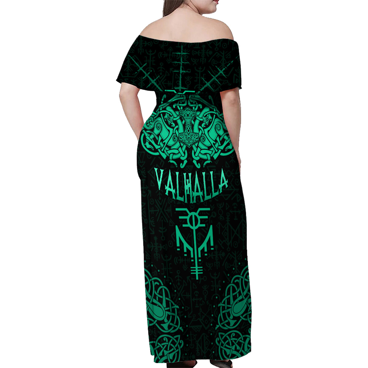 Viking Family Matching Off Shoulder Maxi Dress and Hawaiian Shirt Valhalla's Eternal Glory - Wonder Print Shop
