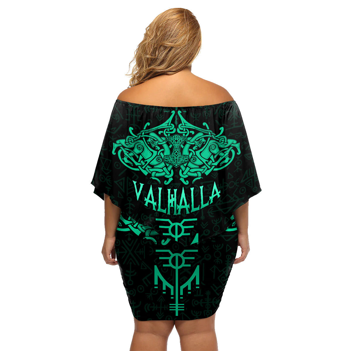 Viking Family Matching Off Shoulder Short Dress and Hawaiian Shirt Valhalla's Eternal Glory - Wonder Print Shop