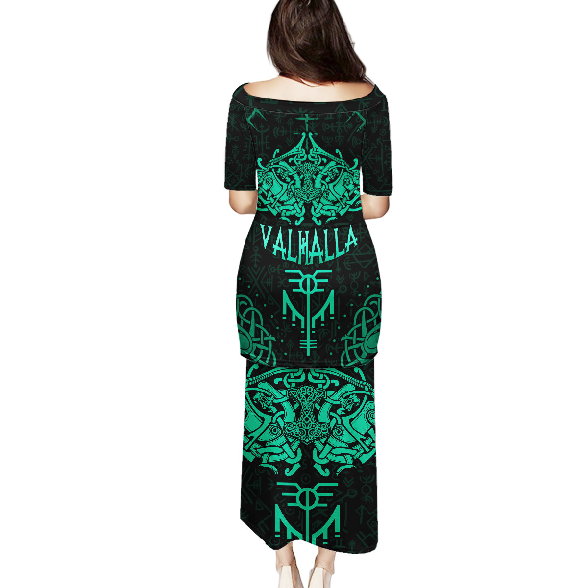 Viking Family Matching Puletasi Dress and Hawaiian Shirt Valhalla's Eternal Glory - Wonder Print Shop