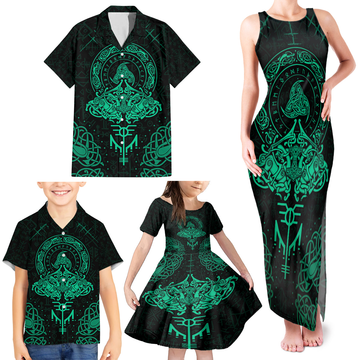 Viking Family Matching Tank Maxi Dress and Hawaiian Shirt Valhalla's Eternal Glory - Wonder Print Shop