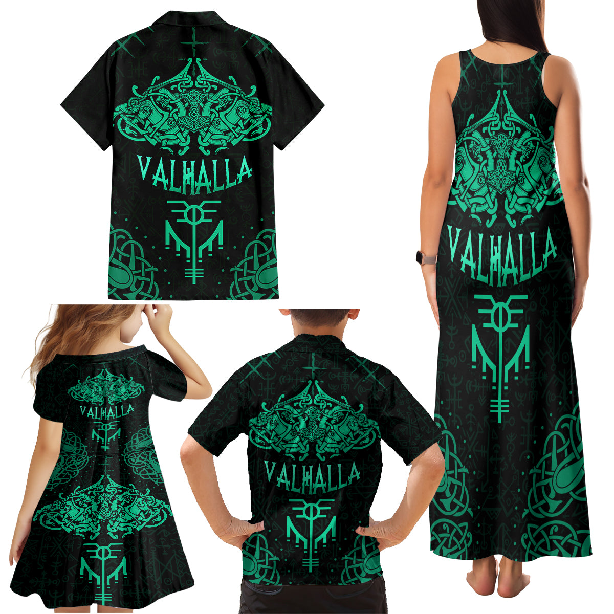 Viking Family Matching Tank Maxi Dress and Hawaiian Shirt Valhalla's Eternal Glory - Wonder Print Shop