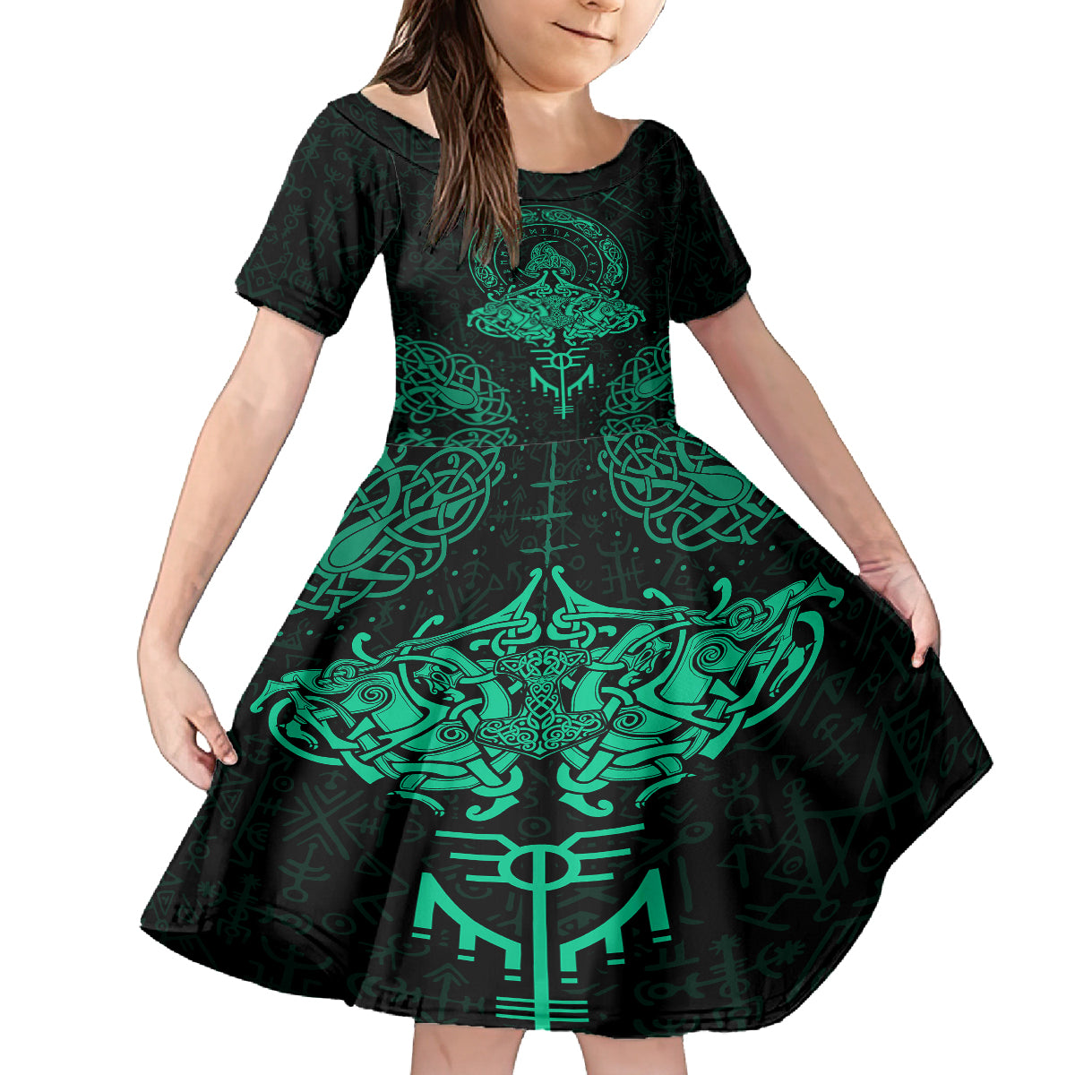 Viking Kid Short Sleeve Dress Valhalla's Eternal Glory - Wonder Print Shop