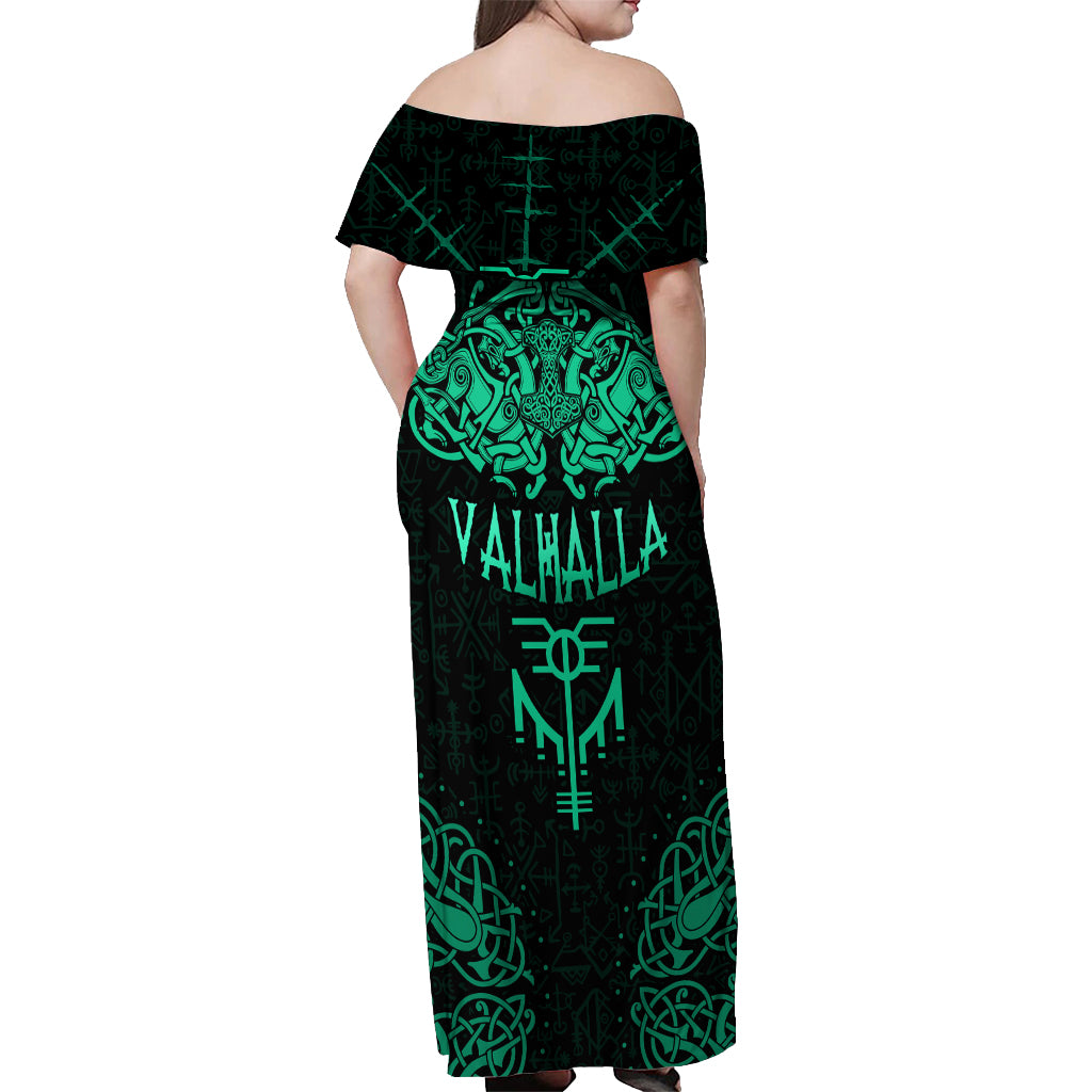 Viking Off Shoulder Maxi Dress Valhalla's Eternal Glory - Wonder Print Shop