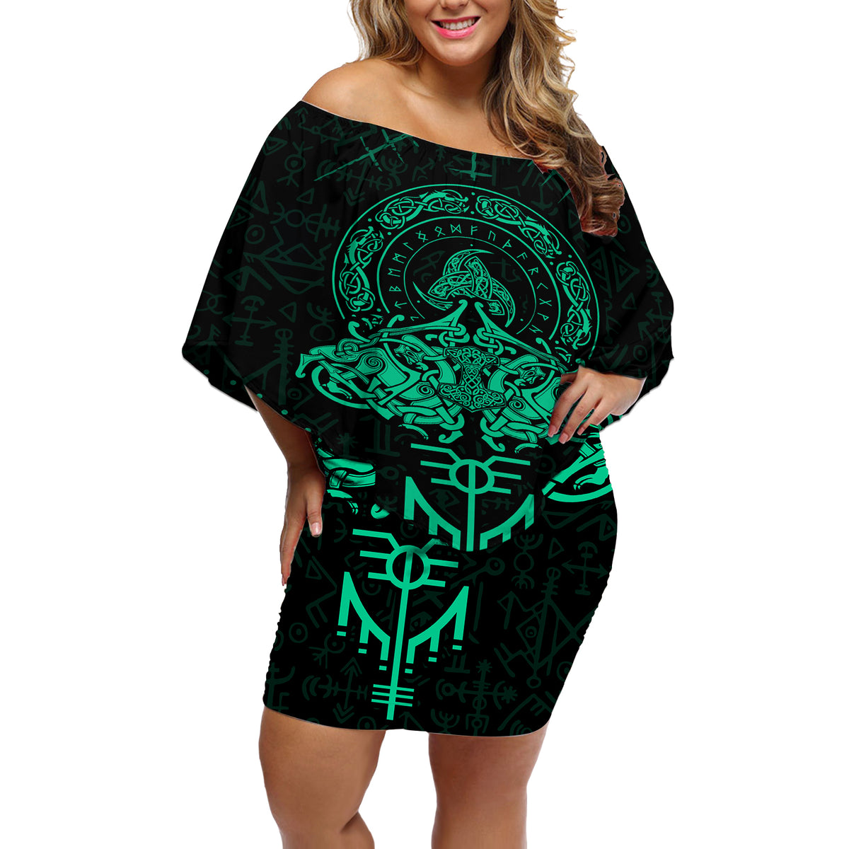 Viking Off Shoulder Short Dress Valhalla's Eternal Glory - Wonder Print Shop