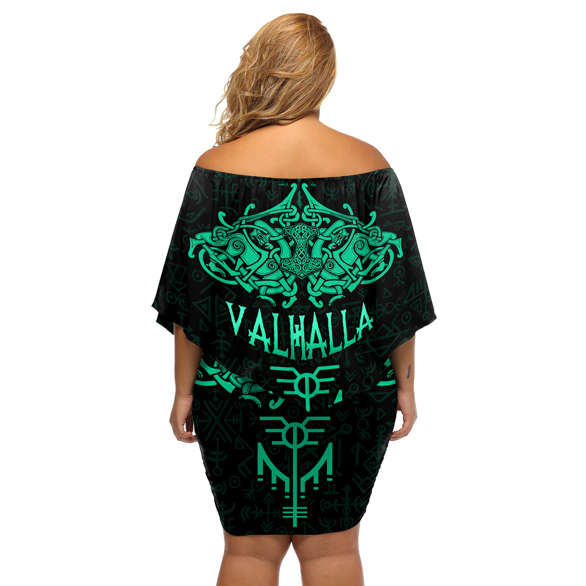 Viking Off Shoulder Short Dress Valhalla's Eternal Glory - Wonder Print Shop