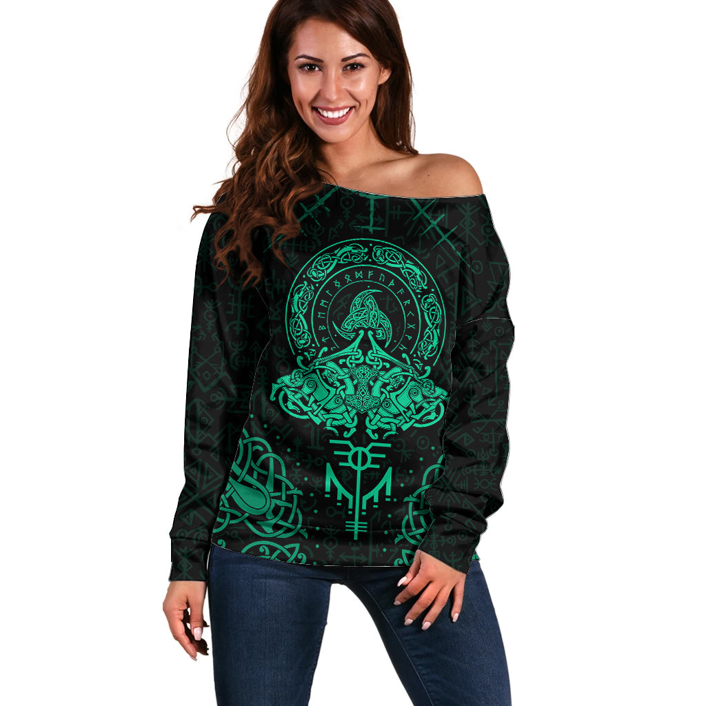 Viking Off Shoulder Sweater Valhalla's Eternal Glory - Wonder Print Shop