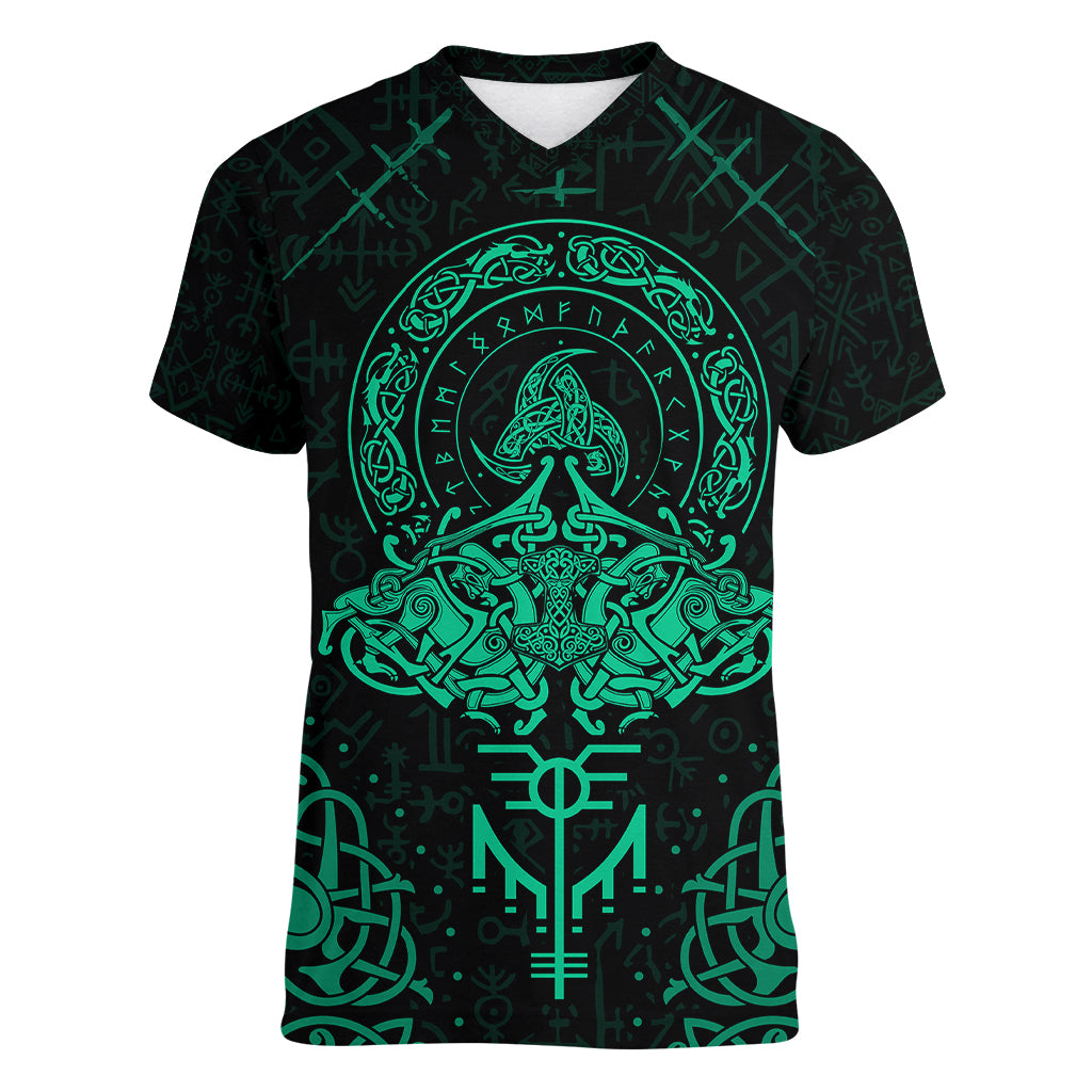 Viking Women V Neck T Shirt Valhalla's Eternal Glory - Wonder Print Shop