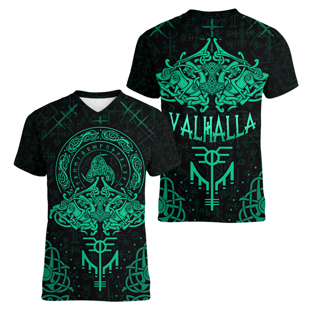 Viking Women V Neck T Shirt Valhalla's Eternal Glory - Wonder Print Shop