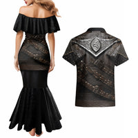 Legendary Viking Armor Couples Matching Mermaid Dress and Hawaiian Shirt Triple Horn Saga - Wonder Print Shop