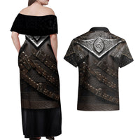 Legendary Viking Armor Couples Matching Off Shoulder Maxi Dress and Hawaiian Shirt Triple Horn Saga - Wonder Print Shop