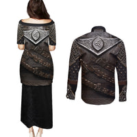 Legendary Viking Armor Couples Matching Puletasi Dress and Long Sleeve Button Shirts Triple Horn Saga - Wonder Print Shop