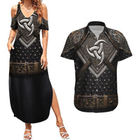 Legendary Viking Armor Couples Matching Summer Maxi Dress and Hawaiian Shirt Triple Horn Saga - Wonder Print Shop