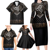 Legendary Viking Armor Family Matching Long Sleeve Bodycon Dress and Hawaiian Shirt Triple Horn Saga - Wonder Print Shop