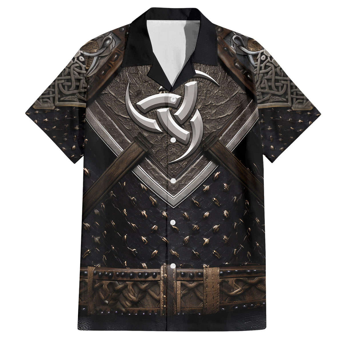 Legendary Viking Armor Family Matching Long Sleeve Bodycon Dress and Hawaiian Shirt Triple Horn Saga - Wonder Print Shop