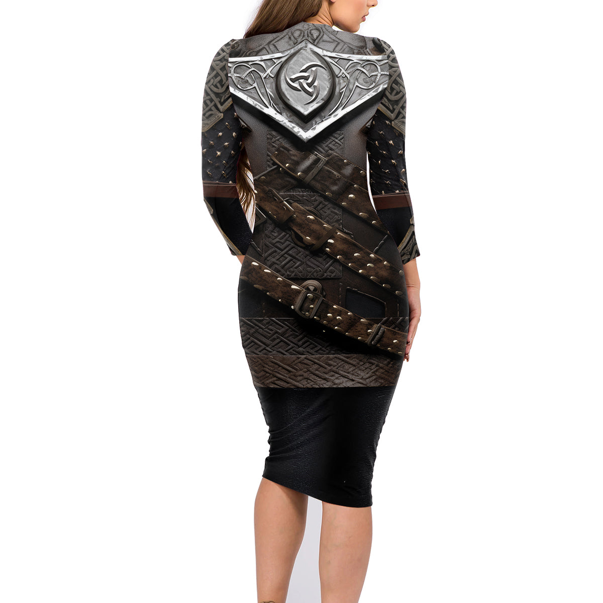 Legendary Viking Armor Family Matching Long Sleeve Bodycon Dress and Hawaiian Shirt Triple Horn Saga - Wonder Print Shop