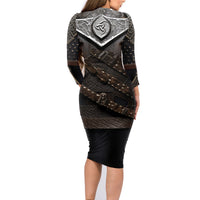 Legendary Viking Armor Family Matching Long Sleeve Bodycon Dress and Hawaiian Shirt Triple Horn Saga - Wonder Print Shop