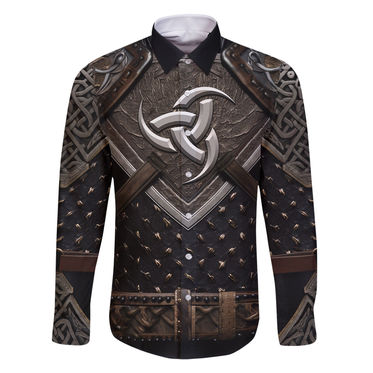 Legendary Viking Armor Family Matching Off Shoulder Short Dress and Hawaiian Shirt Triple Horn Saga - Wonder Print Shop