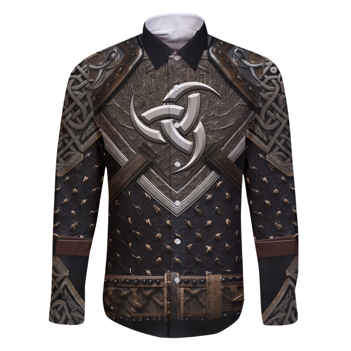 Legendary Viking Armor Family Matching Short Sleeve Bodycon Dress and Hawaiian Shirt Triple Horn Saga - Wonder Print Shop