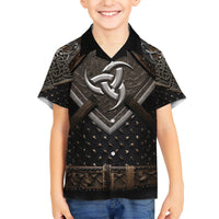 Legendary Viking Armor Family Matching Short Sleeve Bodycon Dress and Hawaiian Shirt Triple Horn Saga - Wonder Print Shop