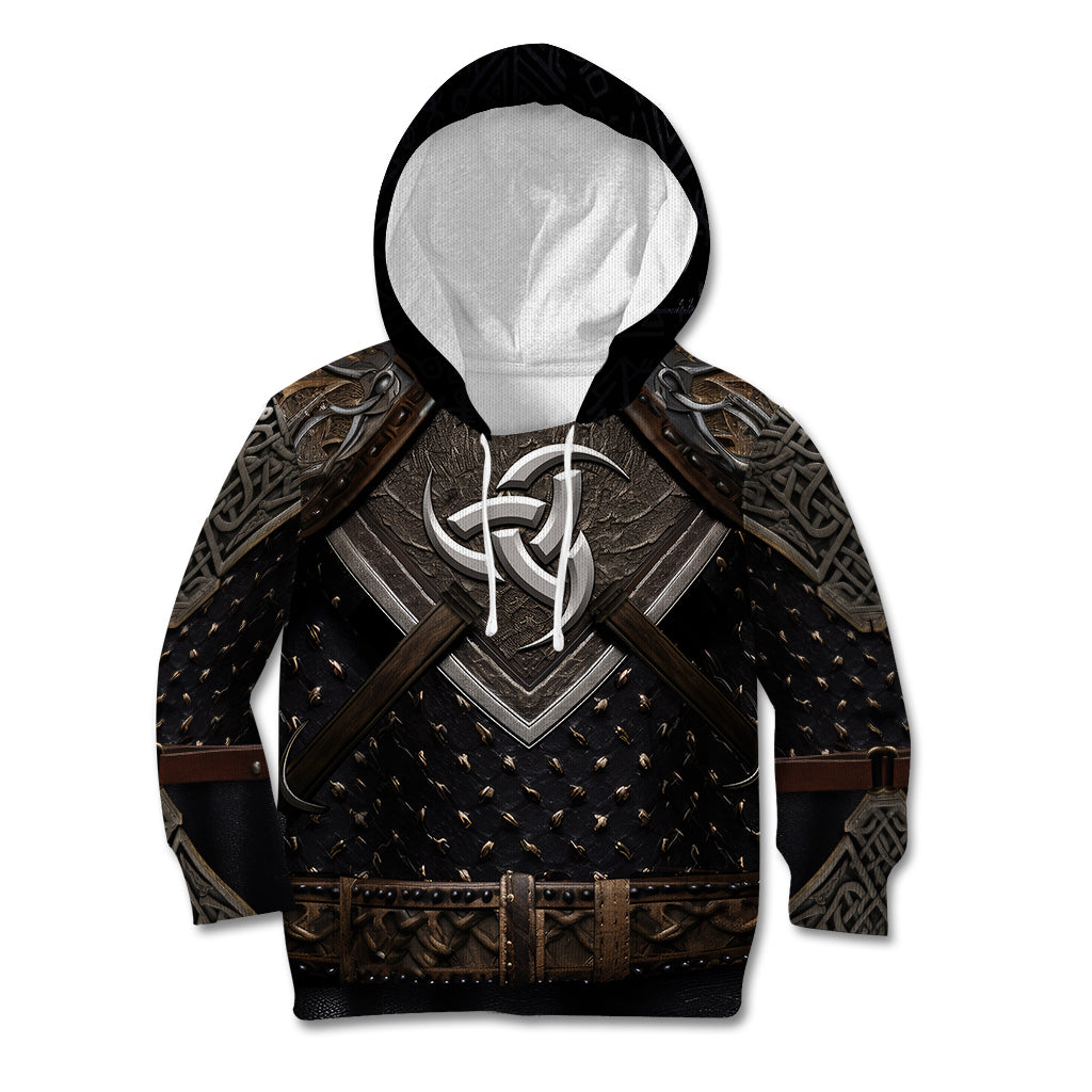 Legendary Viking Armor Kid Hoodie Triple Horn Saga - Wonder Print Shop