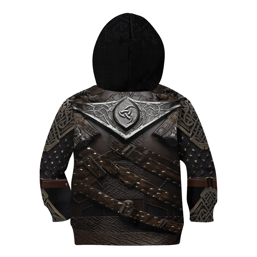 Legendary Viking Armor Kid Hoodie Triple Horn Saga - Wonder Print Shop