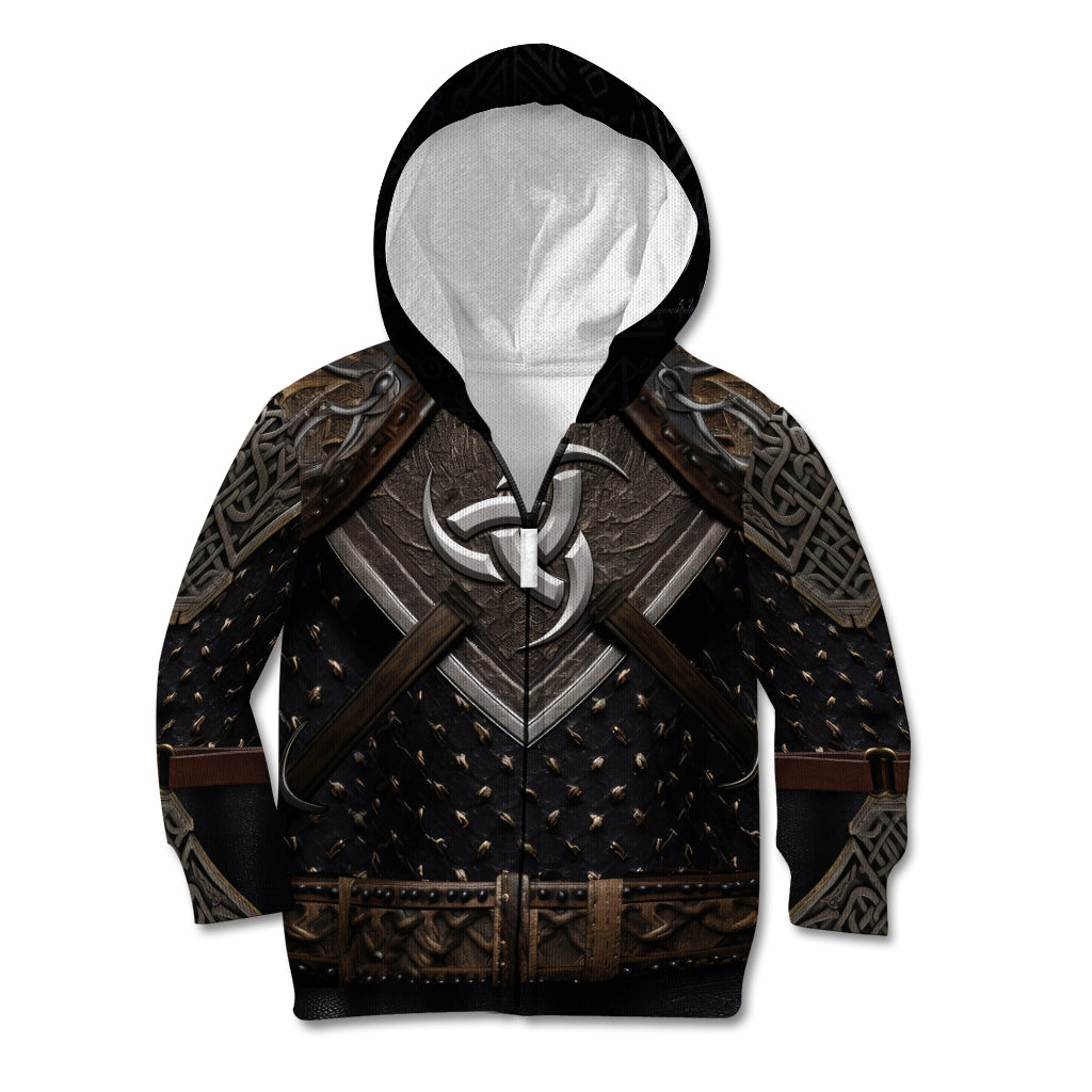 Legendary Viking Armor Kid Hoodie Triple Horn Saga - Wonder Print Shop