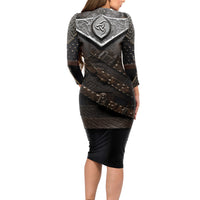 Legendary Viking Armor Long Sleeve Bodycon Dress Triple Horn Saga - Wonder Print Shop