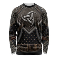 Legendary Viking Armor Long Sleeve Shirt Triple Horn Saga - Wonder Print Shop