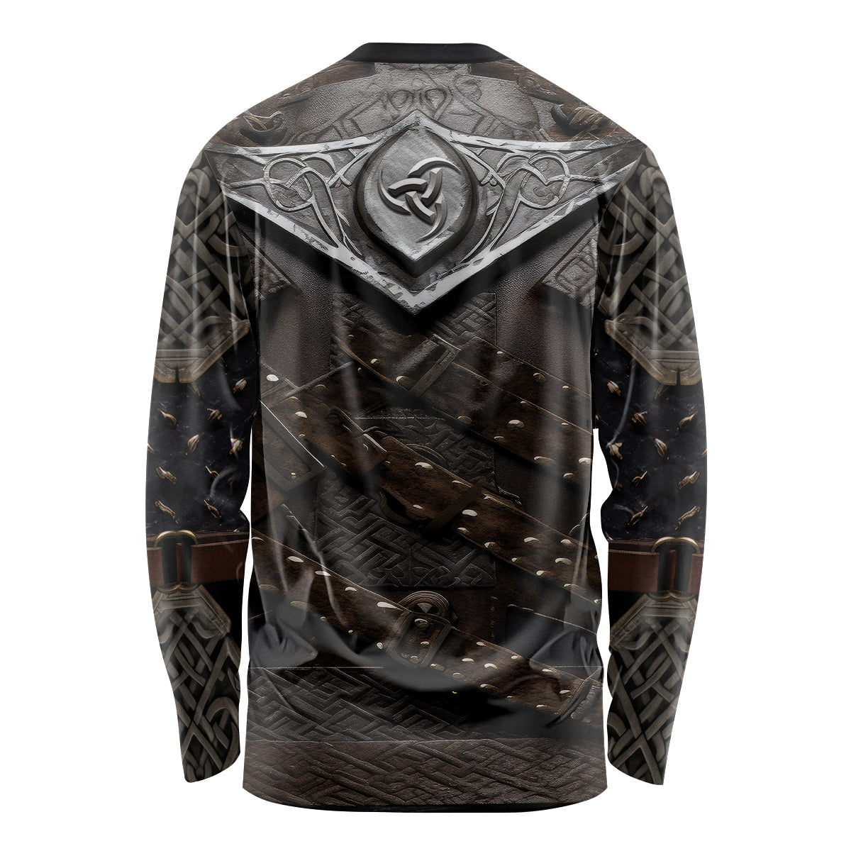 Legendary Viking Armor Long Sleeve Shirt Triple Horn Saga - Wonder Print Shop