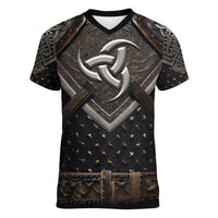 Legendary Viking Armor Women V Neck T Shirt Triple Horn Saga - Wonder Print Shop