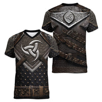 Legendary Viking Armor Women V Neck T Shirt Triple Horn Saga - Wonder Print Shop