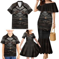 Viking Warrior Armor Family Matching Mermaid Dress and Hawaiian Shirt Fenrir Wolf Symbol - Wonder Print Shop