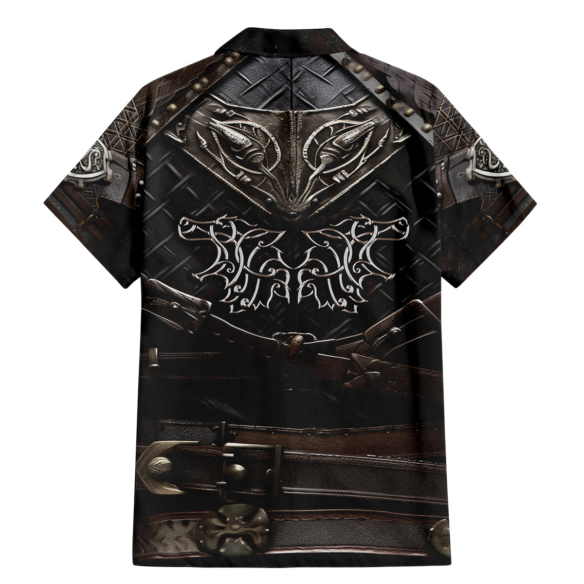 Viking Warrior Armor Family Matching Mermaid Dress and Hawaiian Shirt Fenrir Wolf Symbol - Wonder Print Shop